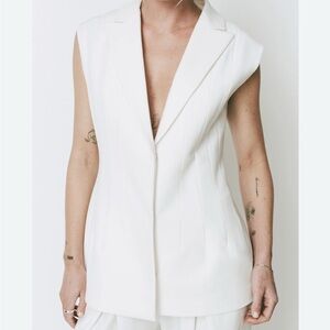 Rue Sophie Odette Blazer Vest Sleeveless White Blazer Vest